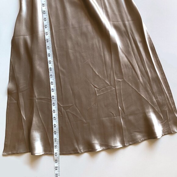 Vintage Pilus Paris 100% Silk Slip Dress Maxi Gown Size S Champagne Side Slits - Picture 8 of 8